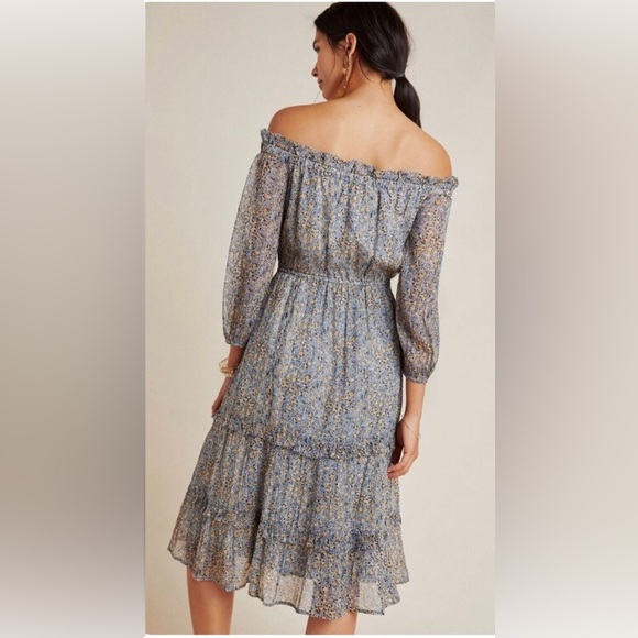 By Anthropologie Kira Off-The-Shoulder Boho Midi Dress Size 4 - Picture 3 of 11